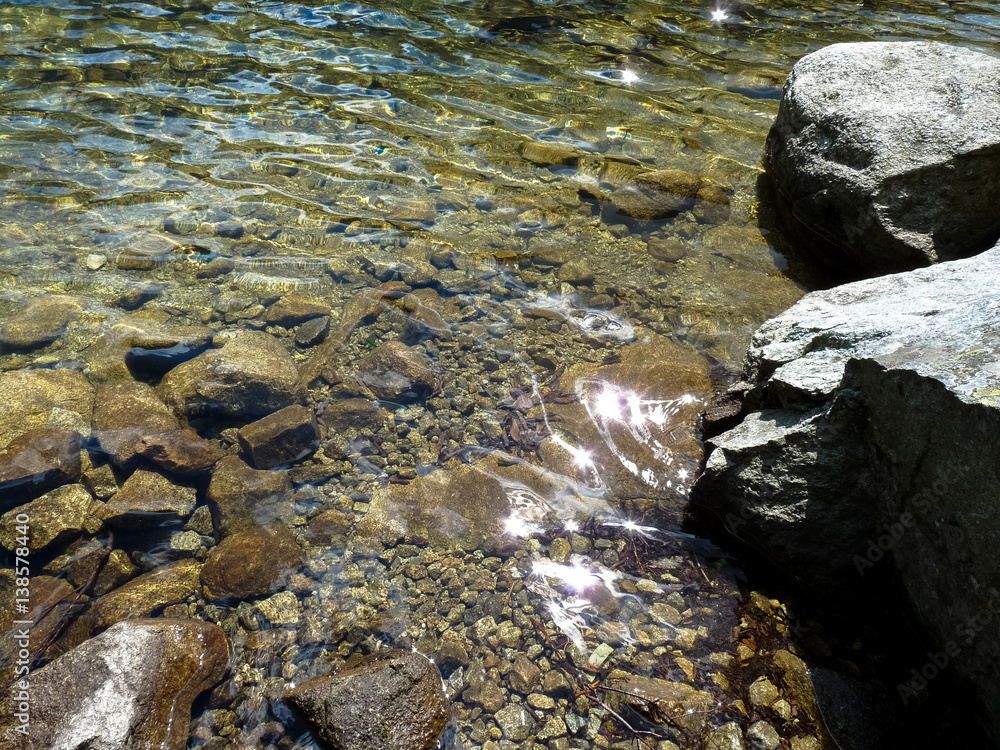 Clear water in lake Popradske pleso in Tatras mountains. Clear water in lake Popradske pleso in Tatras mountains.