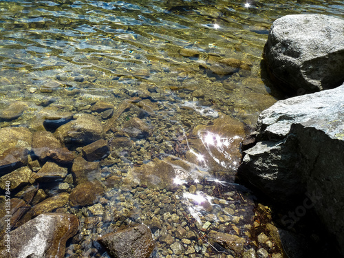 Clear water in lake Popradske pleso in Tatras mountains.