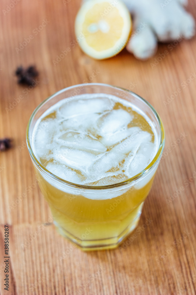 Alcohol free home made ginger ale with ice. Alcohol free home made ginger ale with ice.