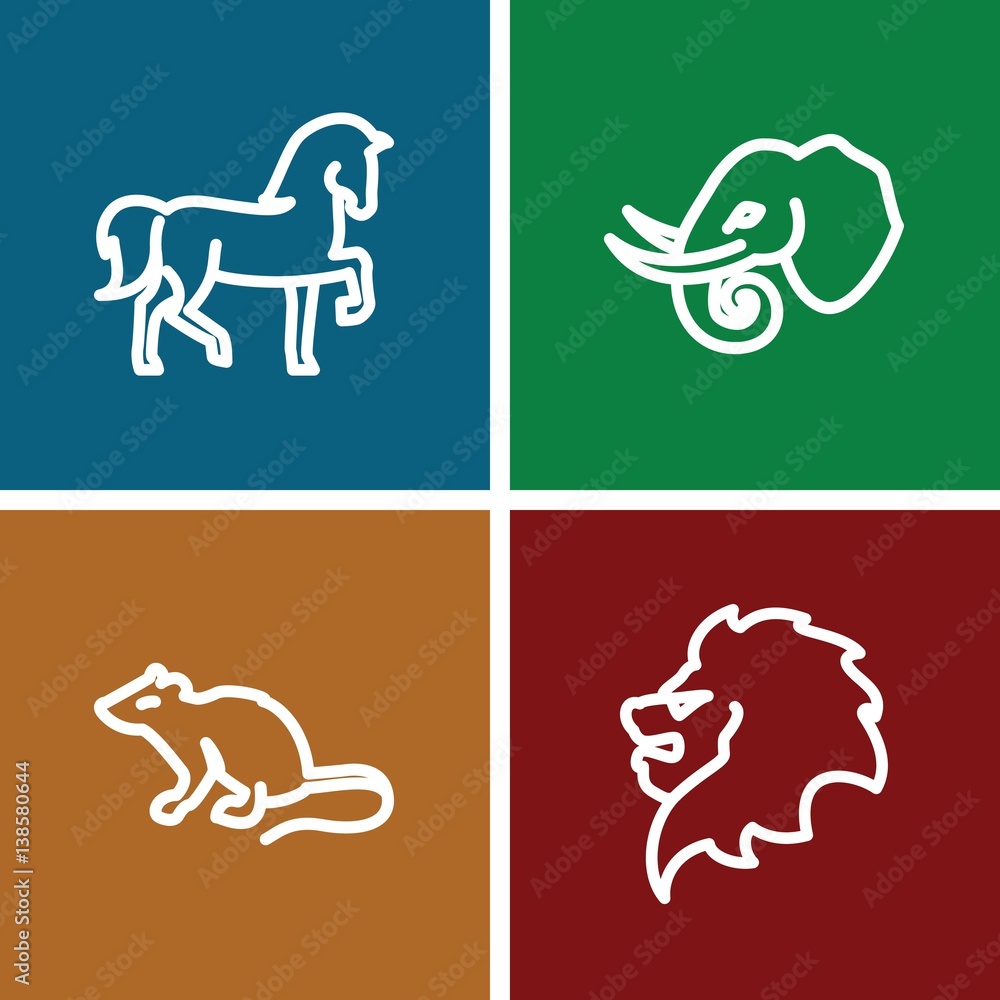 Set of 4 mammal outline icons