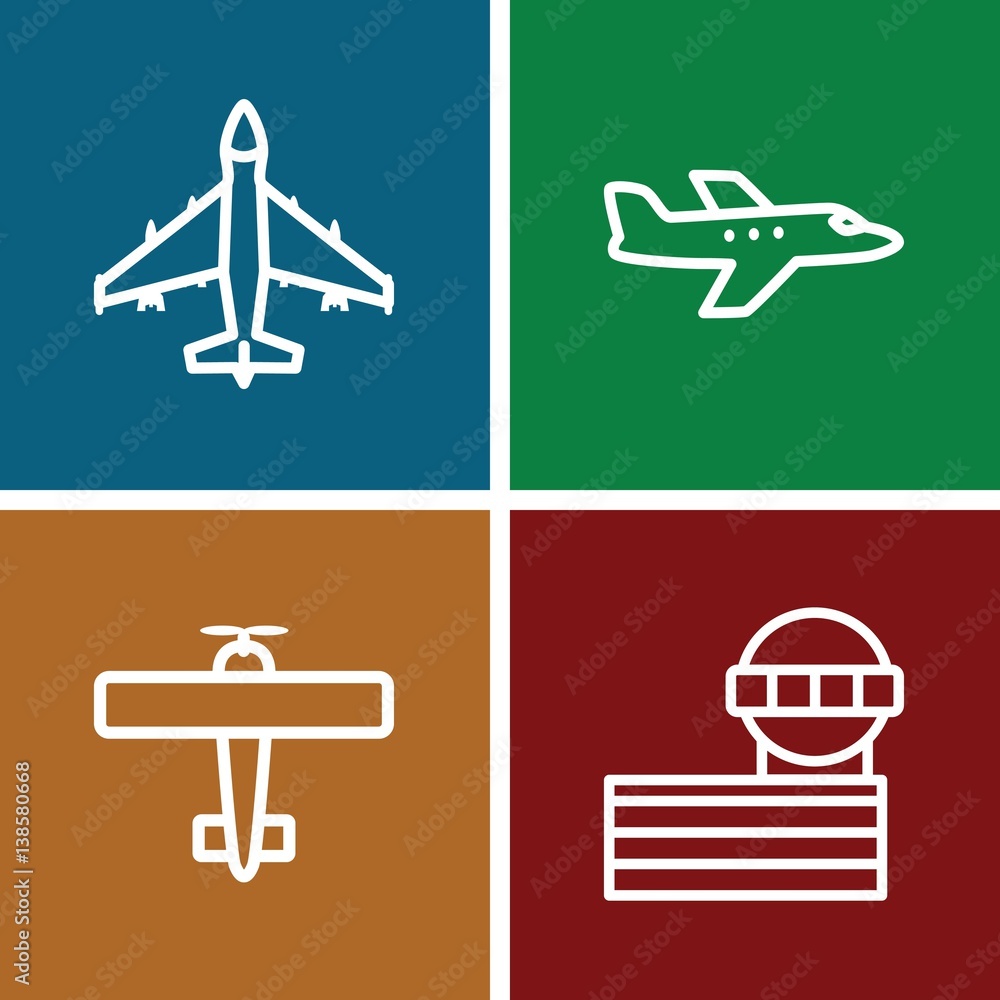 Set of 4 aviation outline icons