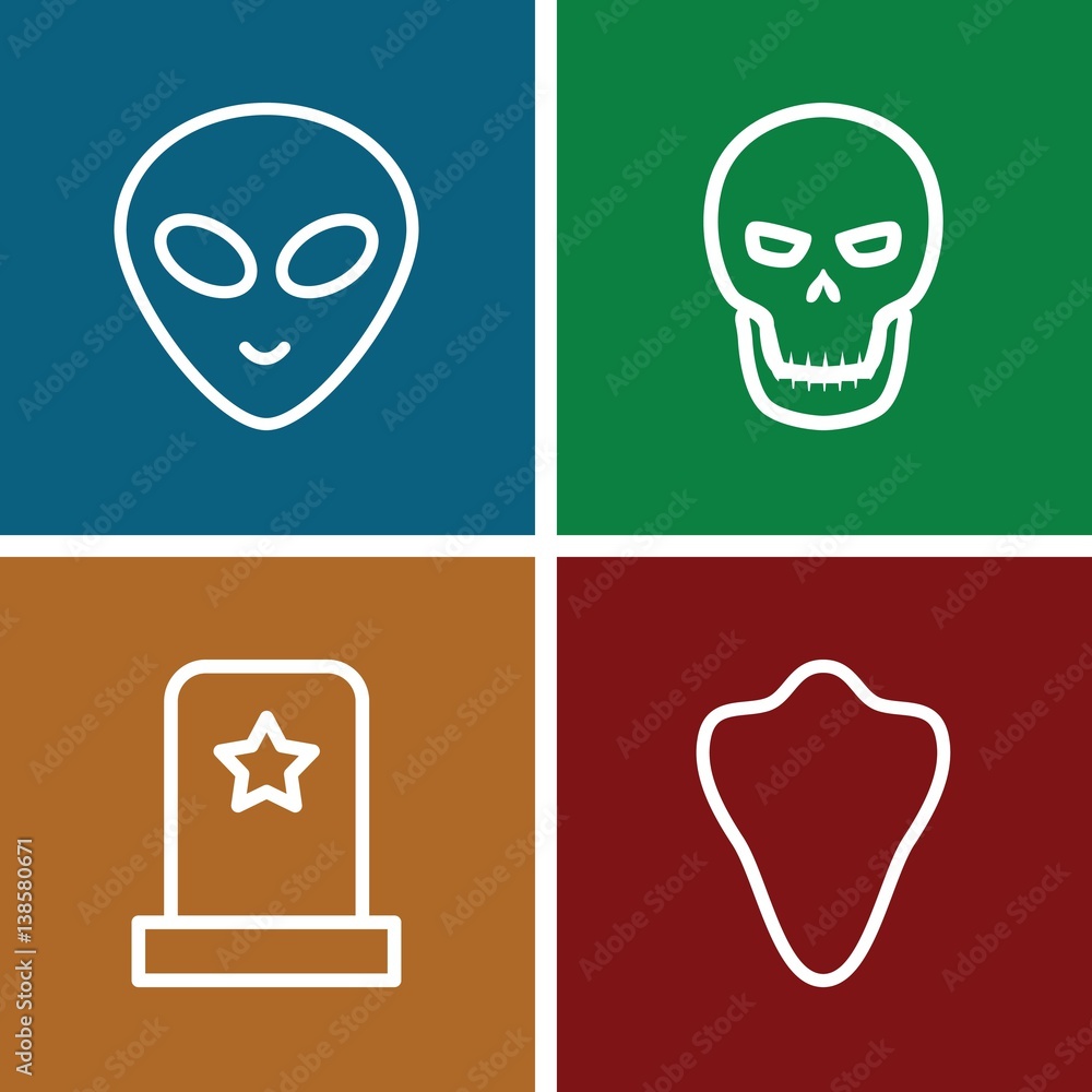 Set of 4 halloween outline icons