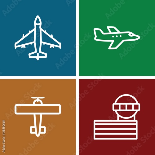 Set of 4 aviation outline icons