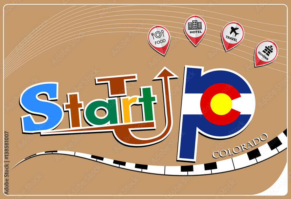 Fototapeta premium Startup design made from the flag of Coloradol, conceptual vector illustration