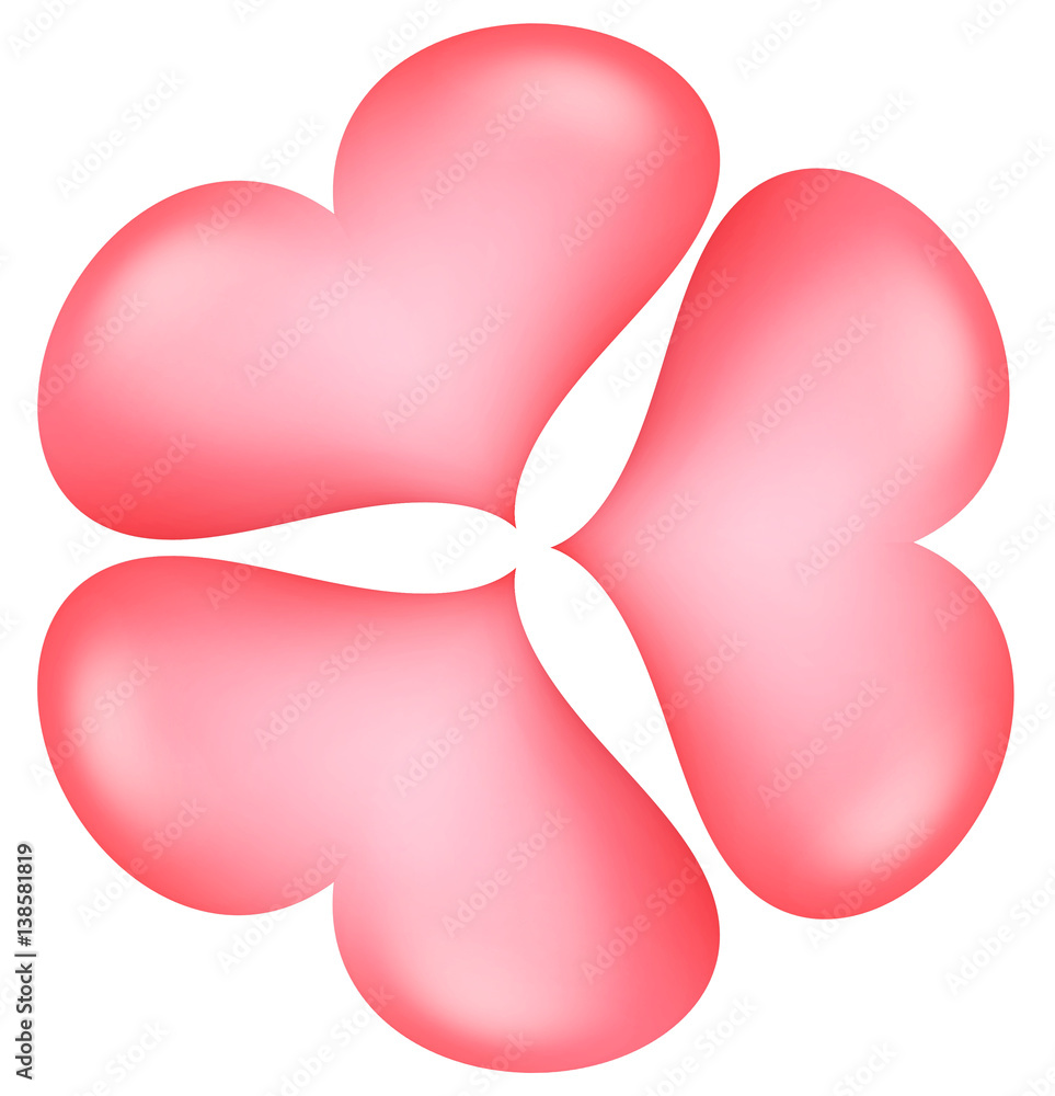 heart flower female colored 3d render