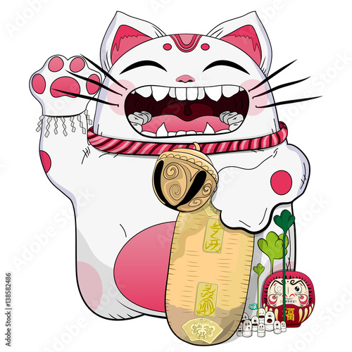 Traditional Japanese cat cartoon for kids