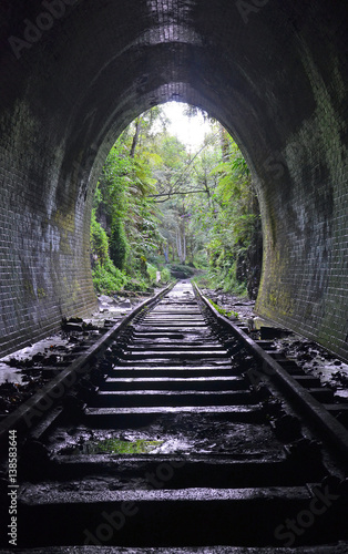 Inside an abandoned historic railway tunnel in Helensburg, New South Wales, Australia