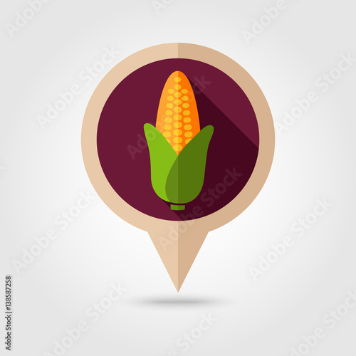 Corn flat pin map icon. Vegetable vector