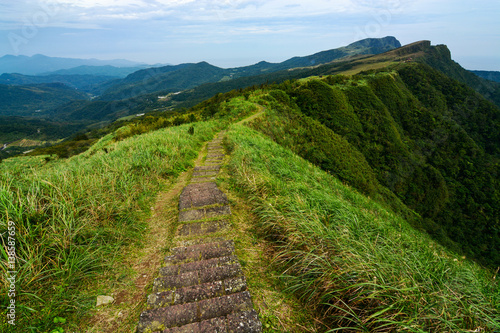 Part of the Caoling Historic Trail tracing a mountain ridge on the east coast of Taiwan
