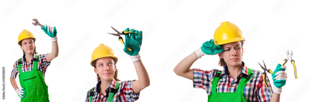 Woman worker isolated on the white Woman worker isolated on the white