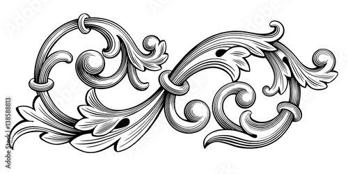 Vintage Baroque Victorian frame border monogram floral engraved scroll ornament leaf retro flower pattern decorative design tattoo black and white filigree calligraphic vector heraldic shield swirl
