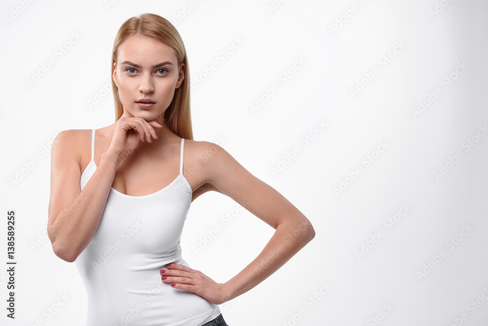 Confident female model expressing her sexuality Confident female model expressing her sexuality