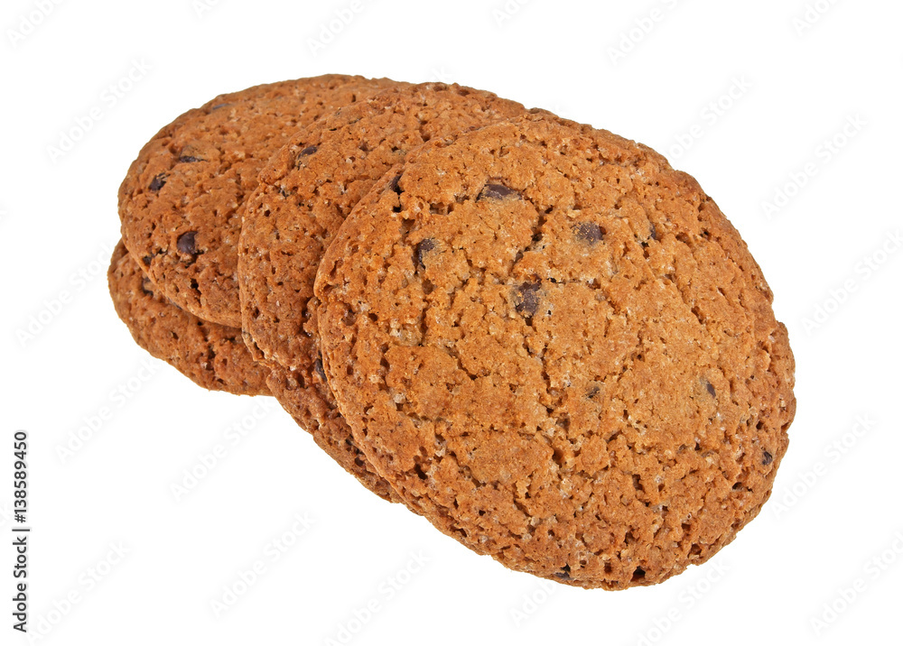 Chocolate chip cookies isolated on white background Chocolate chip cookies isolated on white background