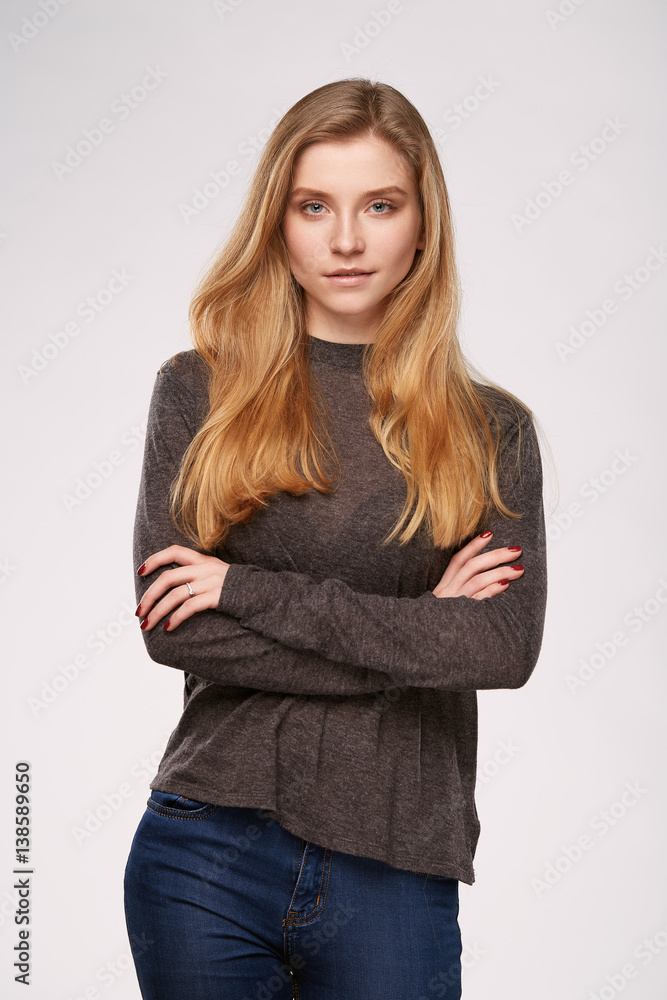 Woman girl in usual clothes Woman girl in usual clothes