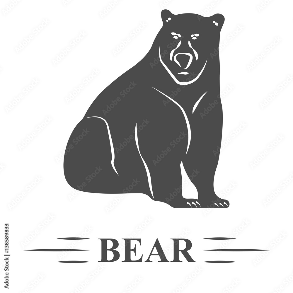 Obraz premium медведь сидит и смотрит вперед, вектор