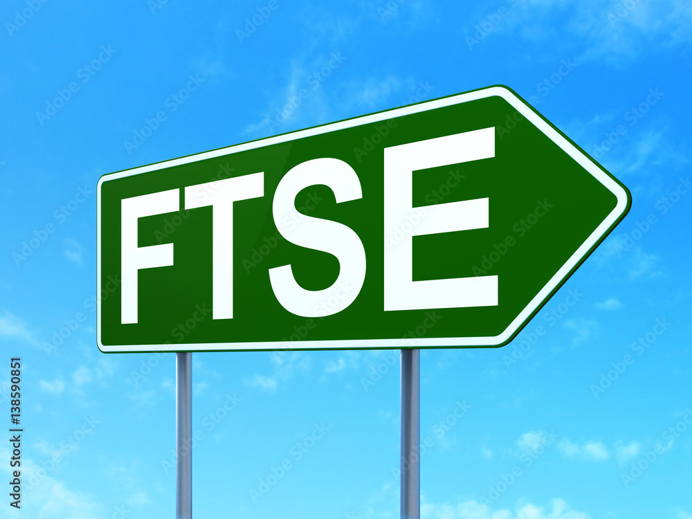 Stock market indexes concept: FTSE on road sign background Stock market indexes concept: FTSE on road sign background
