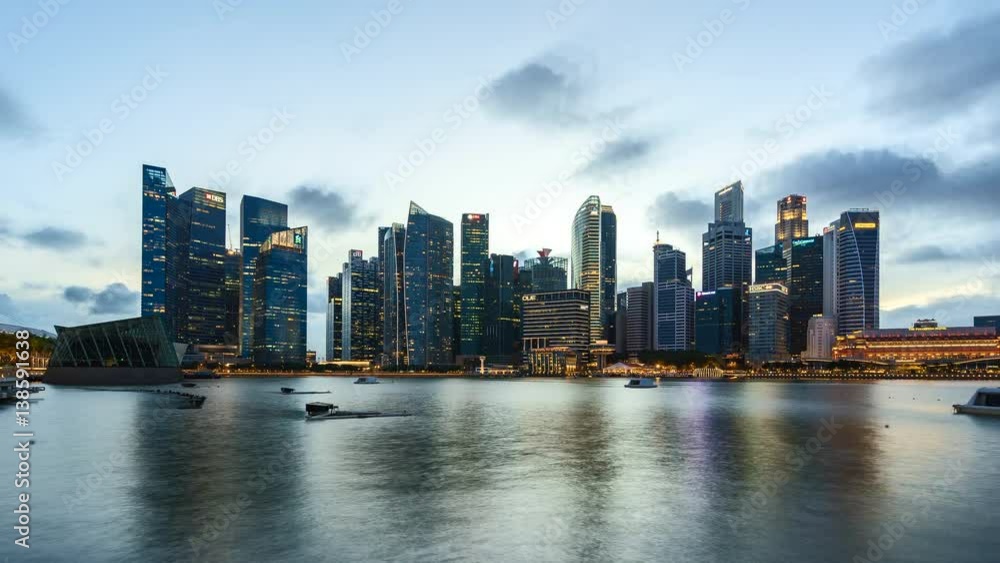 Timlapse day to night of Singapore city skyline in Singapore Timlapse day to night of Singapore city skyline in Singapore