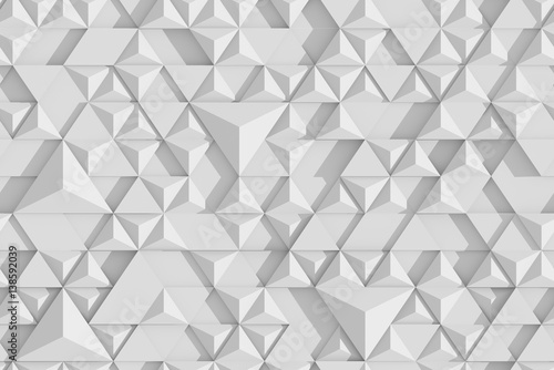 White polygonal triangle geometric surface. 3D rendering texture . 