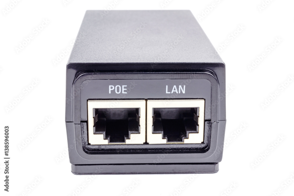 Fototapeta premium PoE injector for electronic equipment on a white background