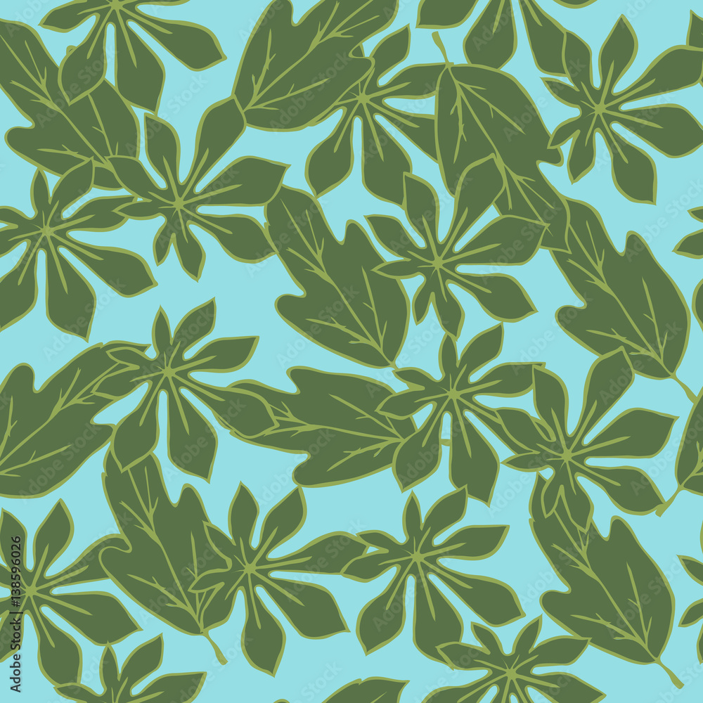 Seamless leaf pattern in trendy colors for textile or book covers, manufacturing, wallpapers, print, gift wrap and scrapbooking.