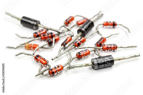 Set of used zener diode on a white background
