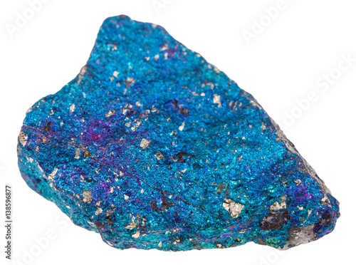 specimen of blue Chalcopyrite stone isolated