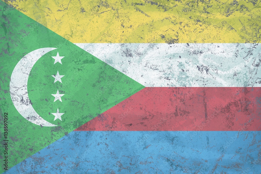 Old Comoros flag background  on pastel paper