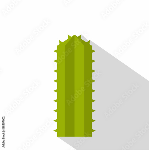 Green Cereus Candicans cactus icon, flat style