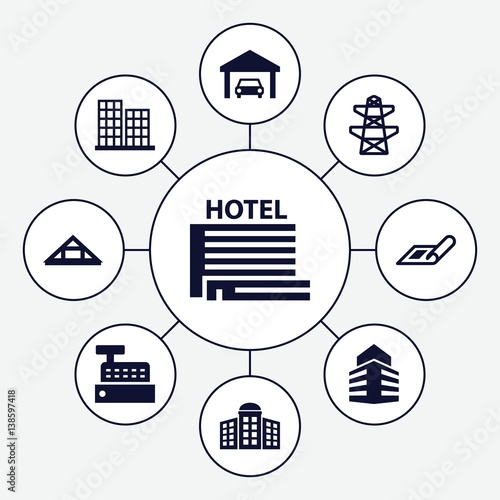 Set of 9 structure filled icons
