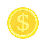 Dollar gold coin icon.