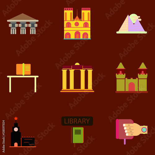 Travel. Famous monuments of world. history book education, Sketch vector illustration collection