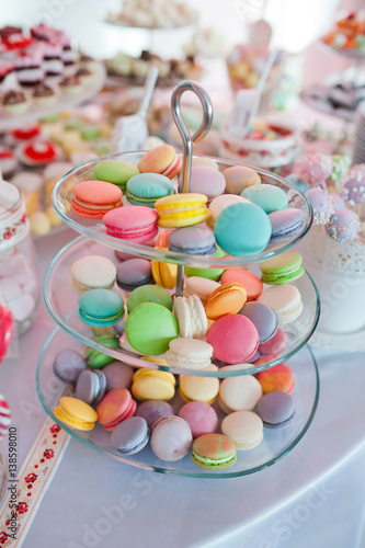 sweet muffins cookies on buffet table