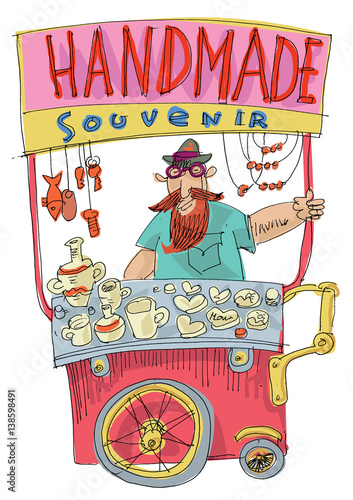 traditional souvenir shop, stand - cartoon