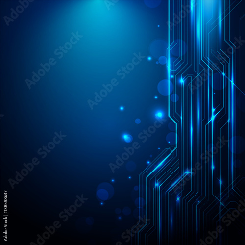 Abstract Lines Circuit Blue and White Lights Background with Space for your Text vector design