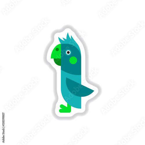 Vector illustration in paper sticker style parrot Cockatoo