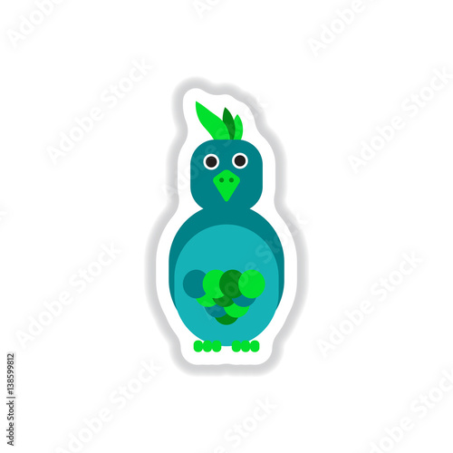 Vector illustration in paper sticker style parrot Cockatoo
