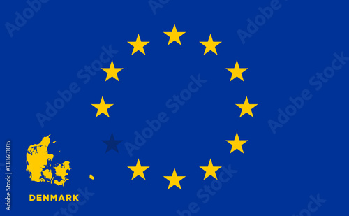 EU flag with Denmark country. European Union membership Denmark