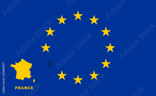 EU flag with France country. European Union membership France