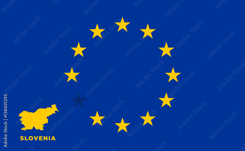 EU flag with Slovenia country. European Union membership Slovenia EU flag with Slovenia country. European Union membership Slovenia