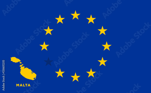 EU flag with Malta country. European Union membership Malta