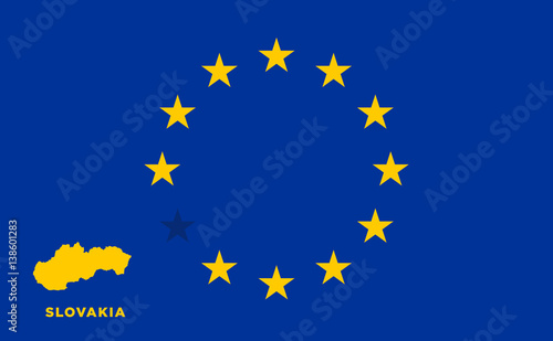 EU flag with Slovakia country. European Union membership Slovakia