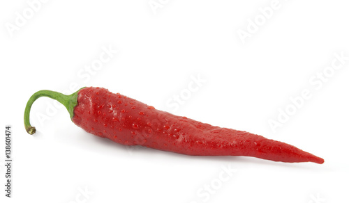 Red hot chili pepper in drops of water