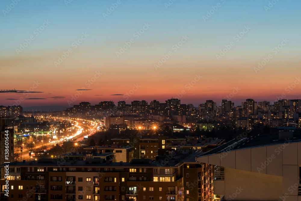 Fototapeta premium Dusk on New Belgrade