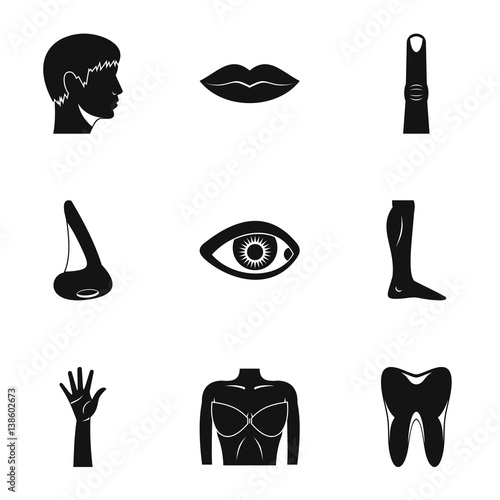 Body icons set, simple style