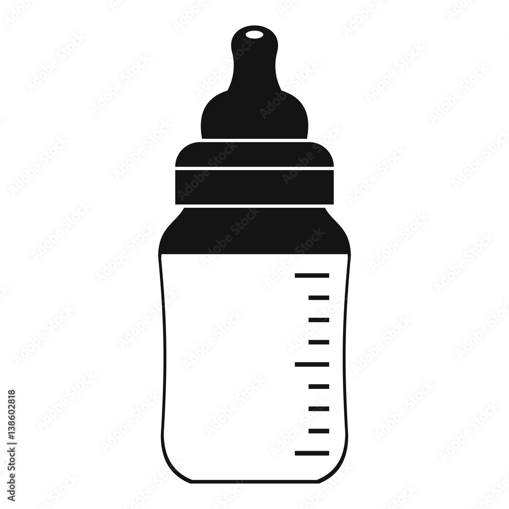 Baby milk bottle icon, simple style Baby milk bottle icon, simple style