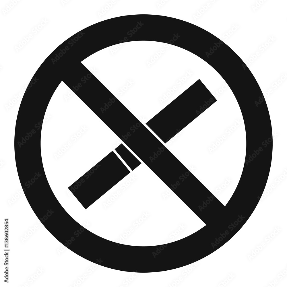 Sign prohibiting smoking icon, simple style Sign prohibiting smoking icon, simple style
