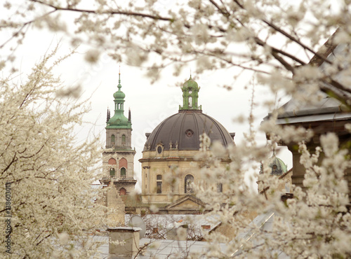 Korniakta Tower and Church of the Blessed Eucharist (former Dominican convent church), Lviv, Ukraine photo