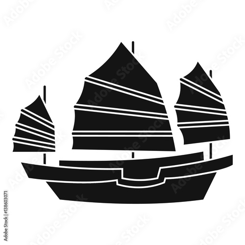 Junk boat icon, simple style