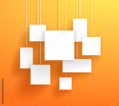 Vector 3d White Boxes Hanging With A Orange Background