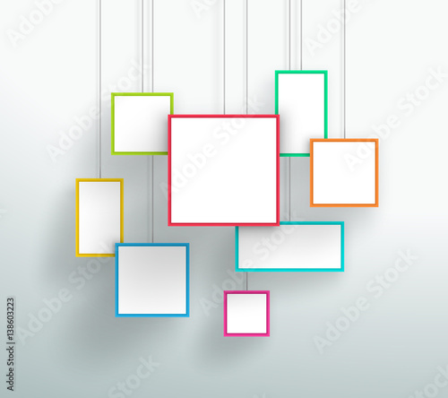 Vector 3d Simple Colorful Hanging Square Frames Design